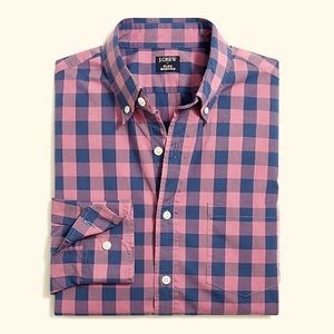 J Crew Large Wine Blue Slim Ranger Gingham Flex Casual Shirt